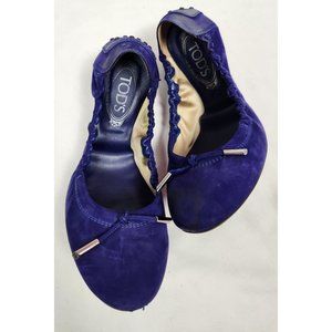 TODS Women's Sz. 41.5/ 10.5 Purple Suede Ballerina Flats AS IS